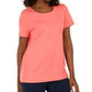 Karen Scott Women's Button-Hem Scoop-Neck Cotton Top  Orange Size Medium
