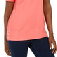 Karen Scott Women's Button-Hem Scoop-Neck Cotton Top  Orange Size Medium