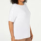 Karen Scott Women's Studded Elbow-Sleeve Boat-Neck Top White Size Small