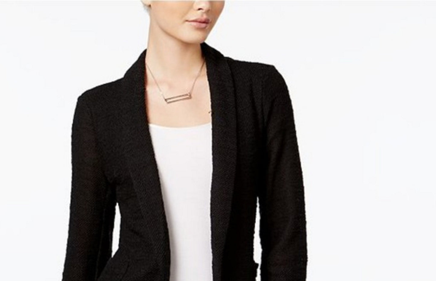 Maison Jules Women's 3/4 Sleeve Knit Blazer  Black Size Extra Small