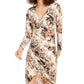 INC International Concepts Women's Printed Tulip-Hem Midi Dress Brown Size XX Large