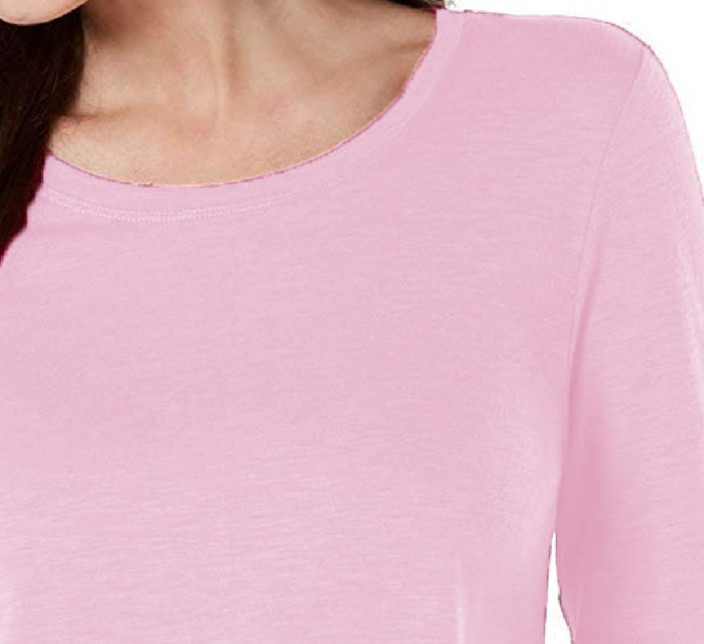 Style & Co. Womens Long Sleeves Slub T-Shirt Pink Size Small