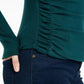 BCX Juniors Textured Side-Ruched Mock-Neck Sweater Green Size Medium