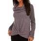 Bcx Women's Textured Cowlneck Twist-Front Sweater Gray Size Medium