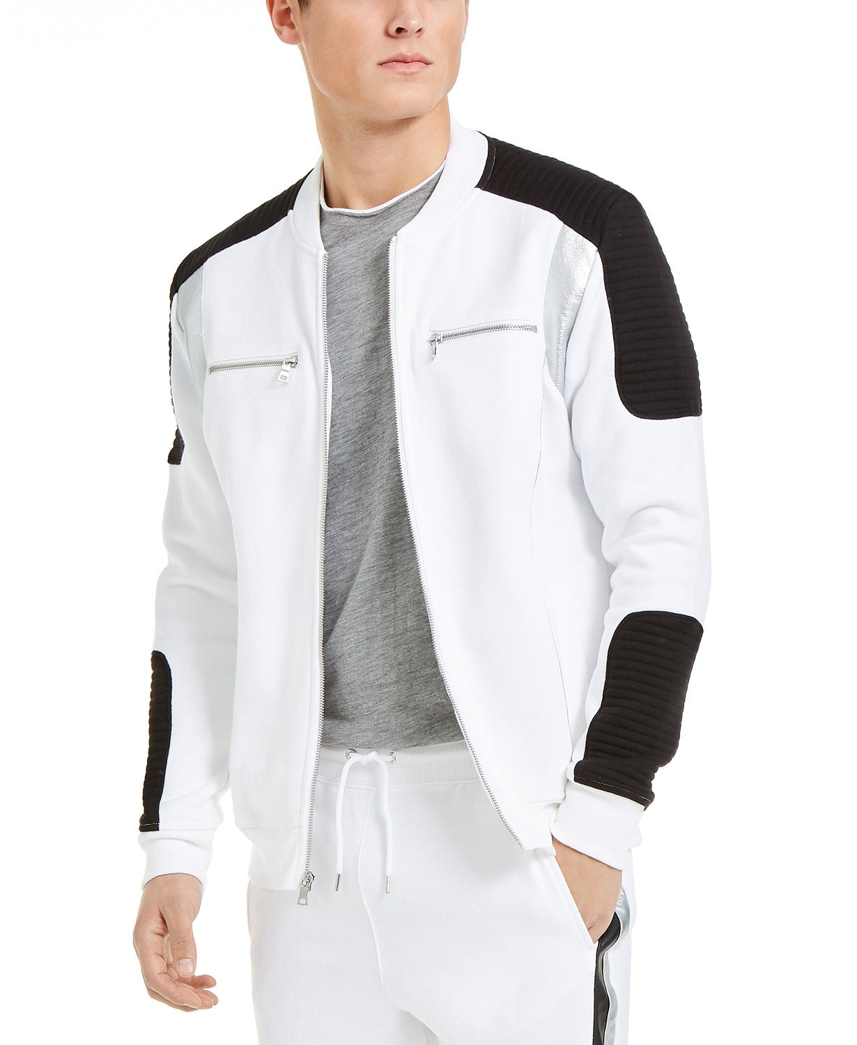 INC International Concepts Men's Portrait Track Jacket White Size X-Large