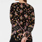 Style & Co Women's Printed Split-Neck Shirt Black Size Small