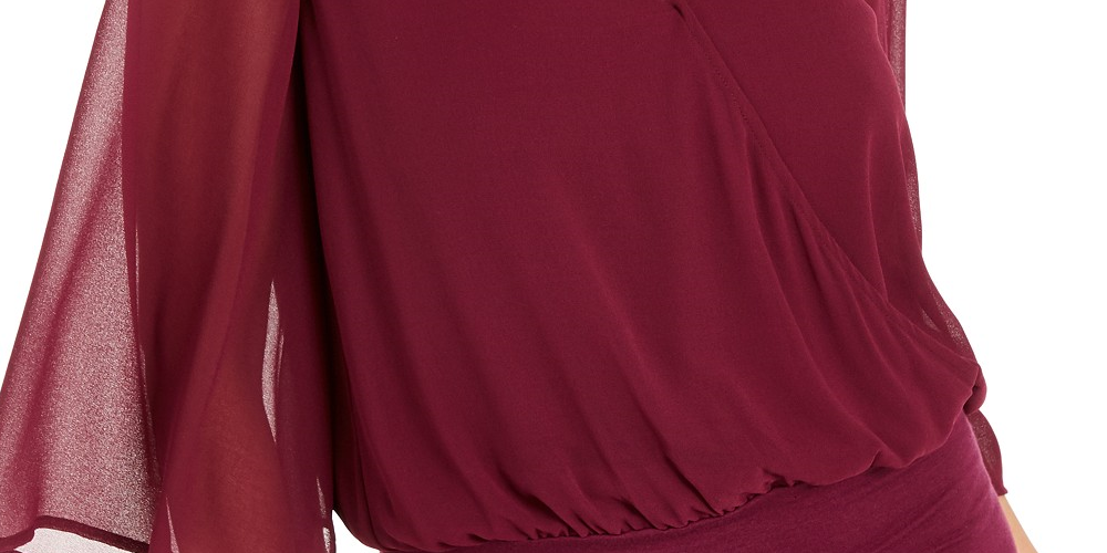 Thalia Sodi Women's Sheer-Sleeve Embellished Top Bright Red Size Medium