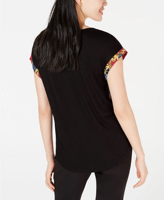 BCX Juniors' Printed Blouse Black Multi Size Small