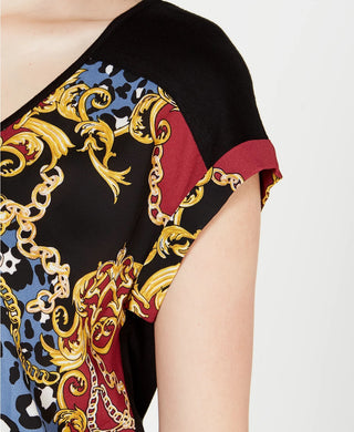 BCX Juniors' Printed Blouse Black Multi Size Small