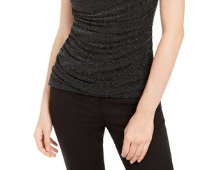 BCX Juniors' Shine Ring Detail Blouse Black Size Extra Large