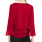 BCX Juniors' Women's Bell-Sleeve Wrap Top Red Size Small