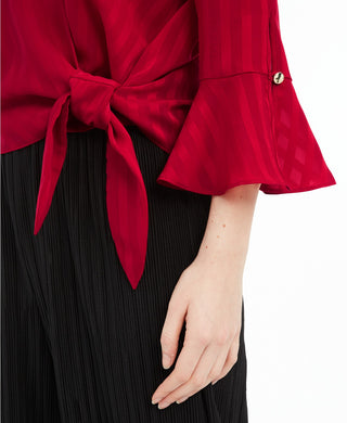 BCX Juniors' Women's Bell-Sleeve Wrap Top Red Size Small