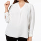 Nine West Women's V Neck Top White Size 1X