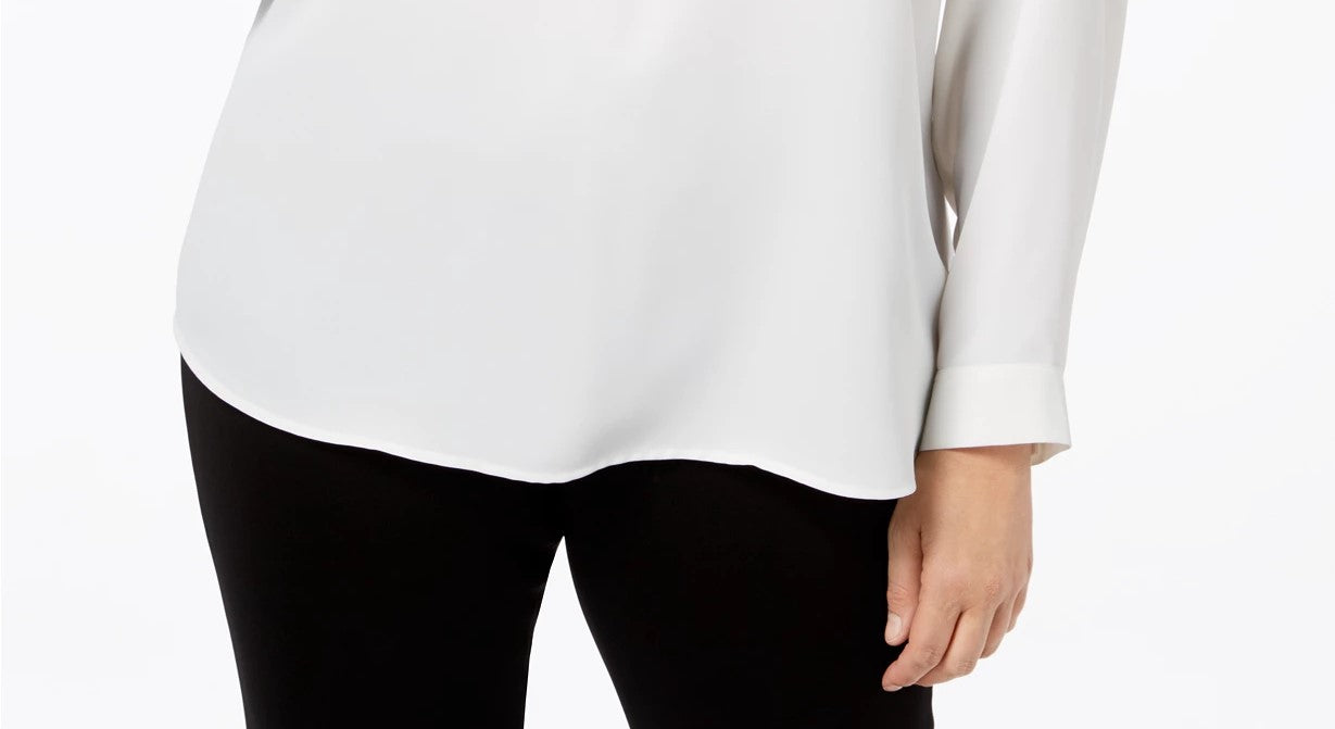 Nine West Women's V Neck Top White Size 1X