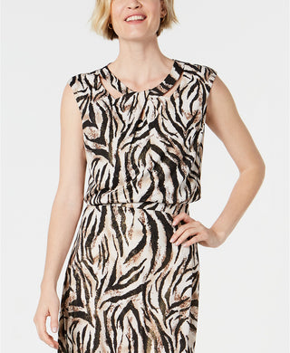 Kasper Women's Crossover Cutout Top Dark Brown Size Extra Large