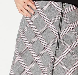 Bar III Women's Zipper-Detail Plaid Skirt Black Size 12