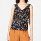 Bar III Women's Printed Sleeveless V-Neck Top Black Size Medium
