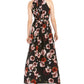 INC International Concepts Women's Floral-Print Halter Maxi Dress Black Size 16