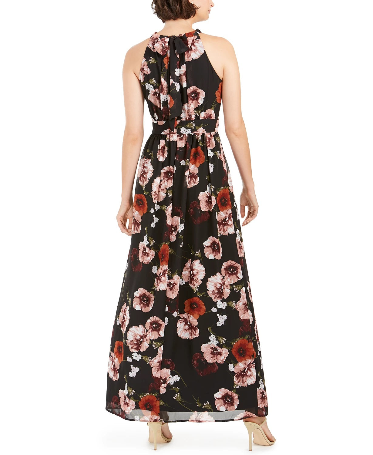 INC International Concepts Women's Floral-Print Halter Maxi Dress Black Size 16
