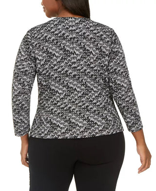 Anne Klein Women's Plus Size Textured Jacket Med Gray Size 0X