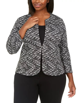 Anne Klein Women's Plus Size Textured Jacket Med Gray Size 0X