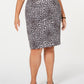 Kasper Women's Plus Size Leopard-Print Pencil Skirt Med Gray Size 20