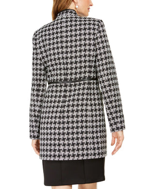 Kasper Women's Houndstooth Printed Topper Jacket Charcoal Size 14