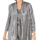 Kasper Women's Metallic Open-Front Jacket Silver Size Extra Small