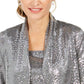 Kasper Women's Metallic Open-Front Jacket Silver Size Extra Small