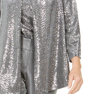 Kasper Women's Metallic Open-Front Jacket Silver Size Extra Small