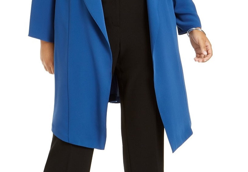 Nine West Women's Plus Size Open-Front Elastic-Back Cardigan Med Blue Size 2X