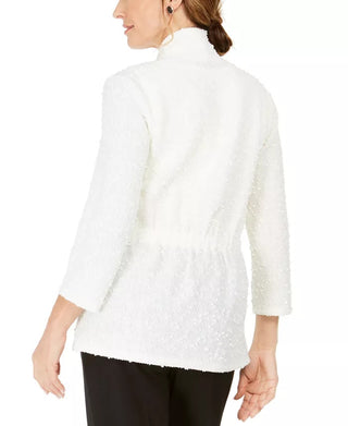 Kasper Women's Petite Textured Sequined Jacket white Size Small