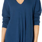 Anne Klein Women's Rib V-Neck Sweater Dark Blue Size 2 Extra Large