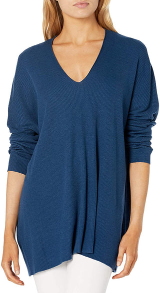 Anne Klein Women's Rib V-Neck Sweater Dark Blue Size 2 Extra Large