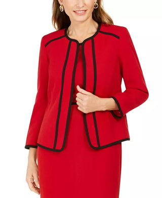 Kasper Women's Piping-Trim Collarless Jacket Red Size 6