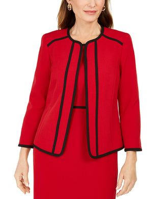 Kasper Women's Piping-Trim Collarless Jacket Red Size 6