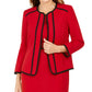 Kasper Women's Petite Piping-Trim Collarless Blazer Red Size 12 P