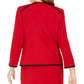Kasper Women's Petite Piping-Trim Collarless Blazer Red Size 12 P