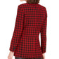 Bar III Women's Houndstooth Collarless Double-Breasted Jacket Red Size 2