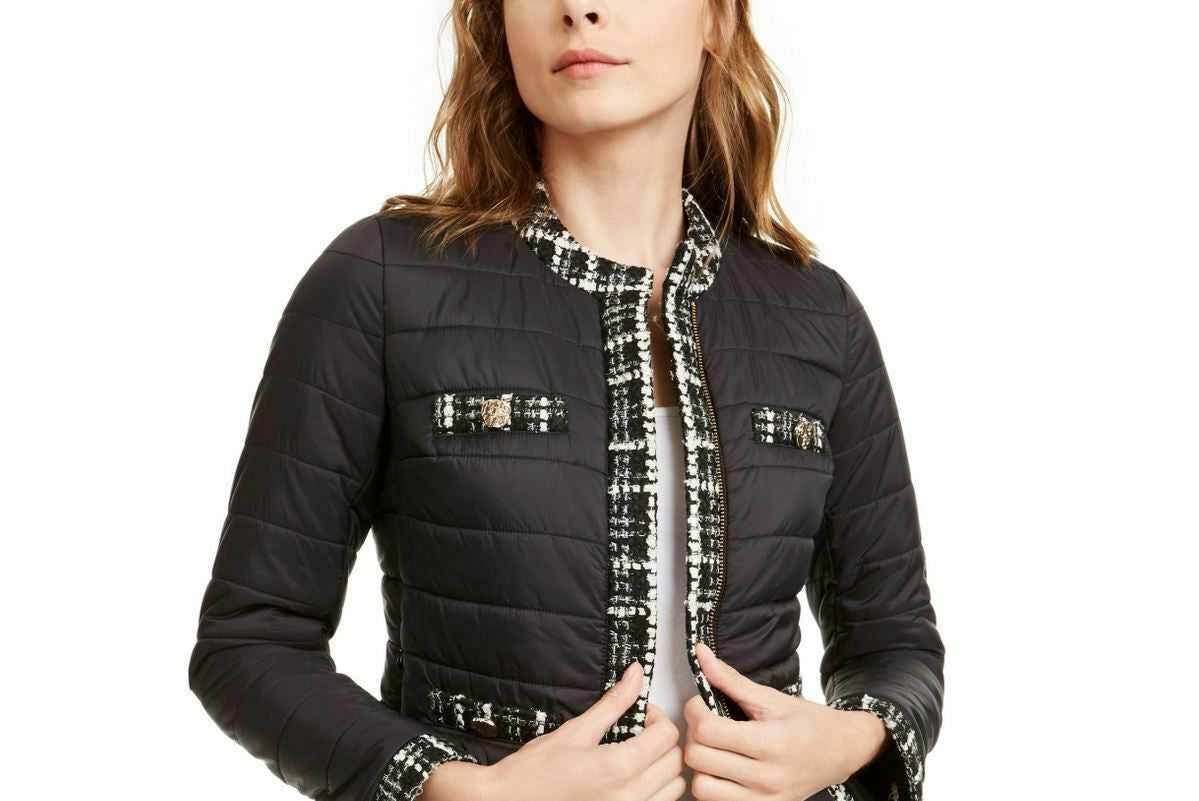 Anne Klein Womens Black Puffer Coat Black Size Medium