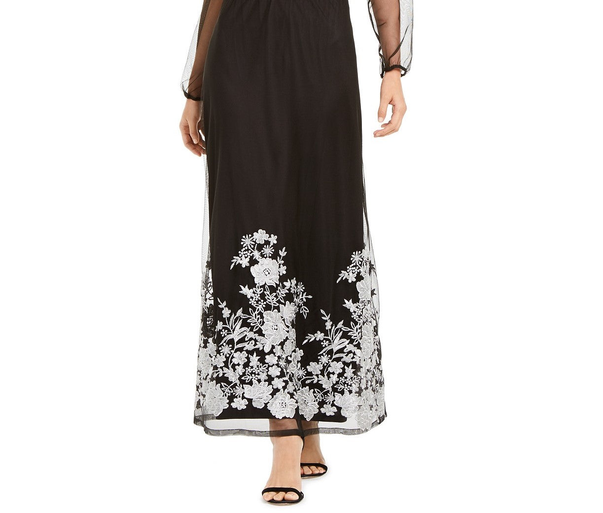INC International Concepts Women's Embroidered Off-The-Shoulder Maxi Dress  Black Size 10