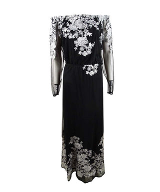 INC International Concepts Women's  Off The Shoulder Maxi Dress Black Size 16