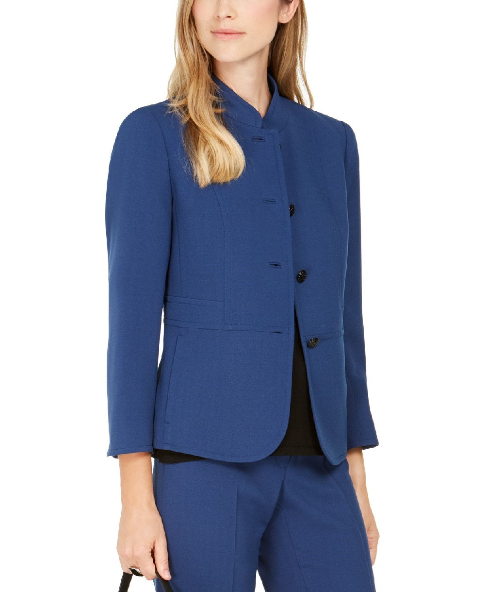 Anne Klein Women's Band-Collar Blazer Blue Size 6