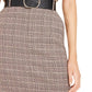 Bar III Women's Belted Plaid Skirt Gray Size 6