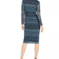 INC International Concepts Women's Side Ruched Midi Dress Turq Aqua Blue Size 8
