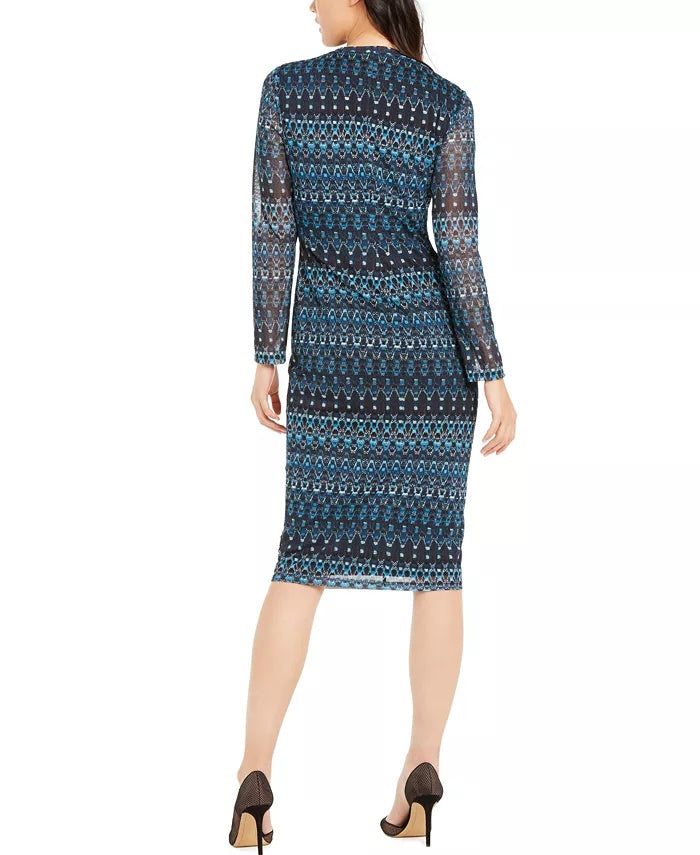 INC International Concepts Women's Side Ruched Midi Dress Turq Aqua Blue Size 8