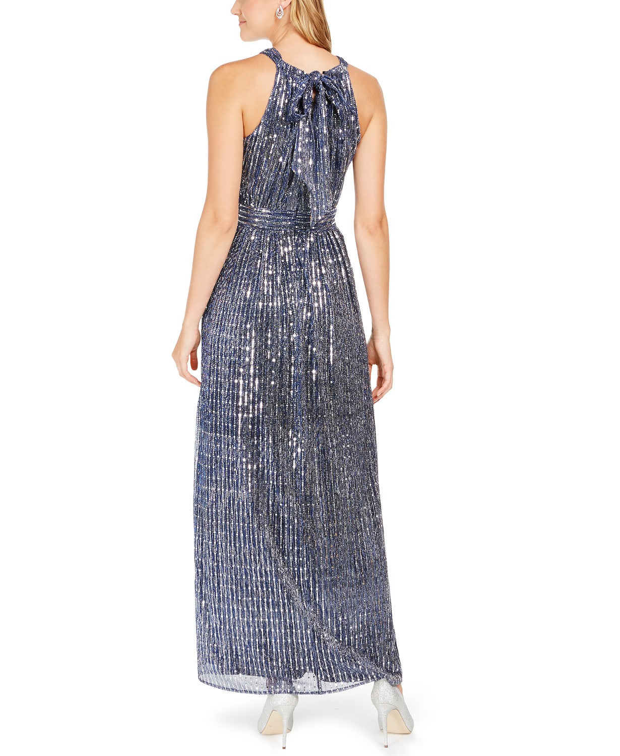 INC International Concepts Women's Sparkle Halter Dress Navy Size 14