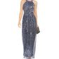 INC International Concepts Women's Sparkle Halter Dress Navy Size 14