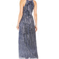 INC International Concepts Women's Sparkle Halter Dress Navy Size 14