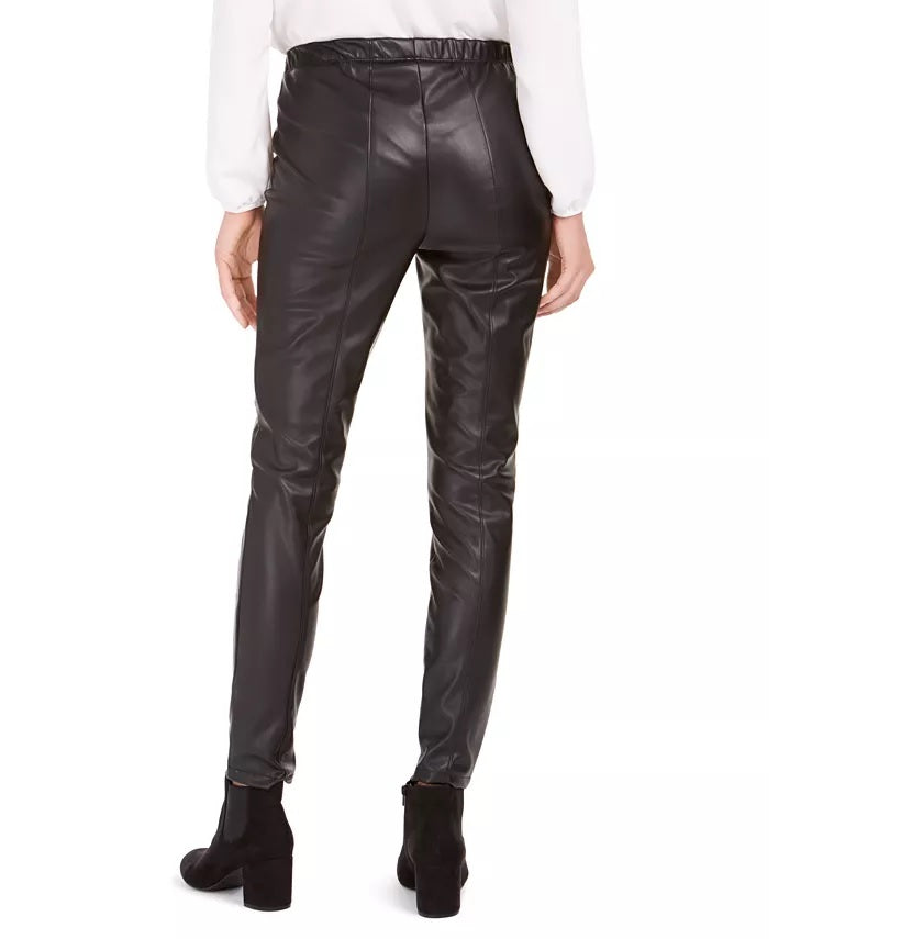 Bar III Women's Faux-Leather Skinny Pants Black Size Small